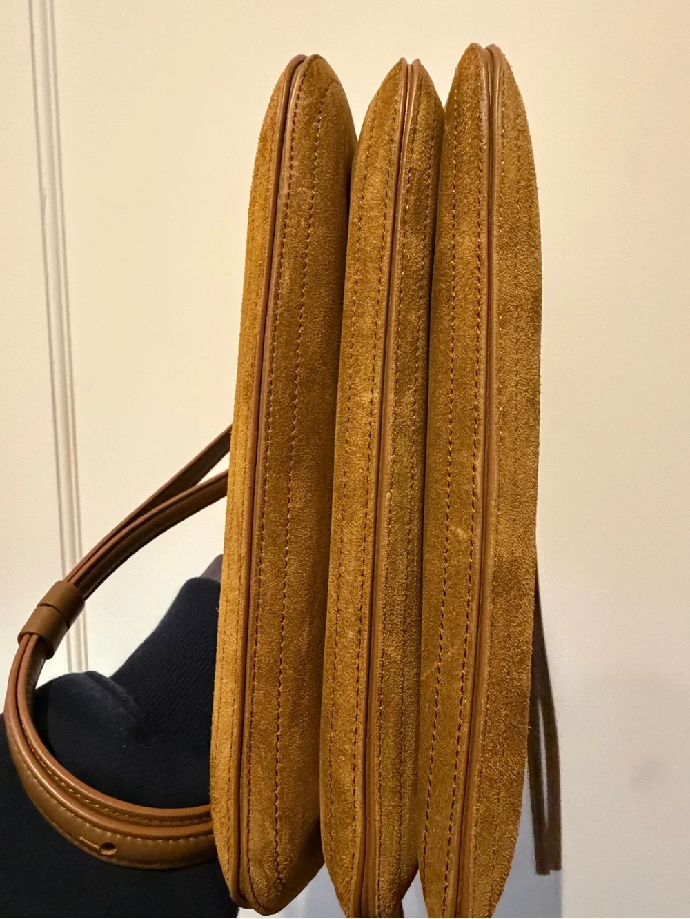 Phoebe Philo small Gig Bag in Toffee Suede